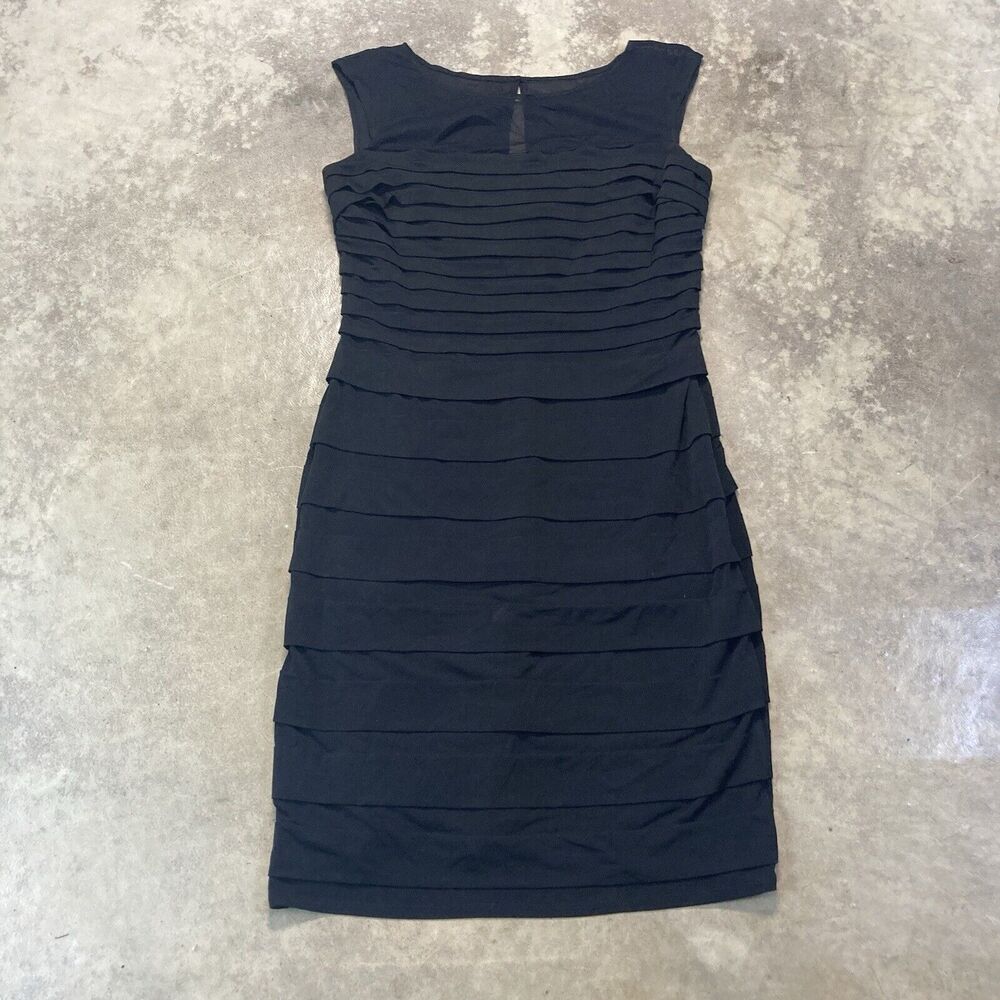 Sangria Dress Womens 16 Black Sleeveless Tiered Evening Shift Party